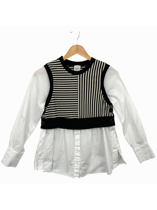 Maeve Tops - Maeve Long Sleeve Linen Twofer Sweater Vest Top Womens XS Anthropologie White